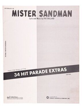 Vintage Mister Sandman Sheet Music Pat Ballard 1954 Hit Parade Extras Chordettes